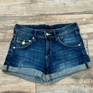 H&M Women’s Stretch Distressed Cuffed Jean Shorts Size 6 With Button Pockets